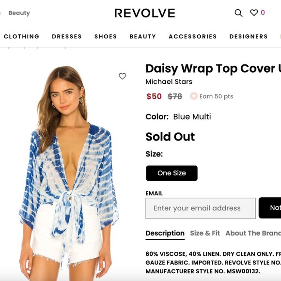 Michael Stars - Daisy Wrap Top Cover Up Michael Stars - Blue and White Swim - Picture 3 of 8